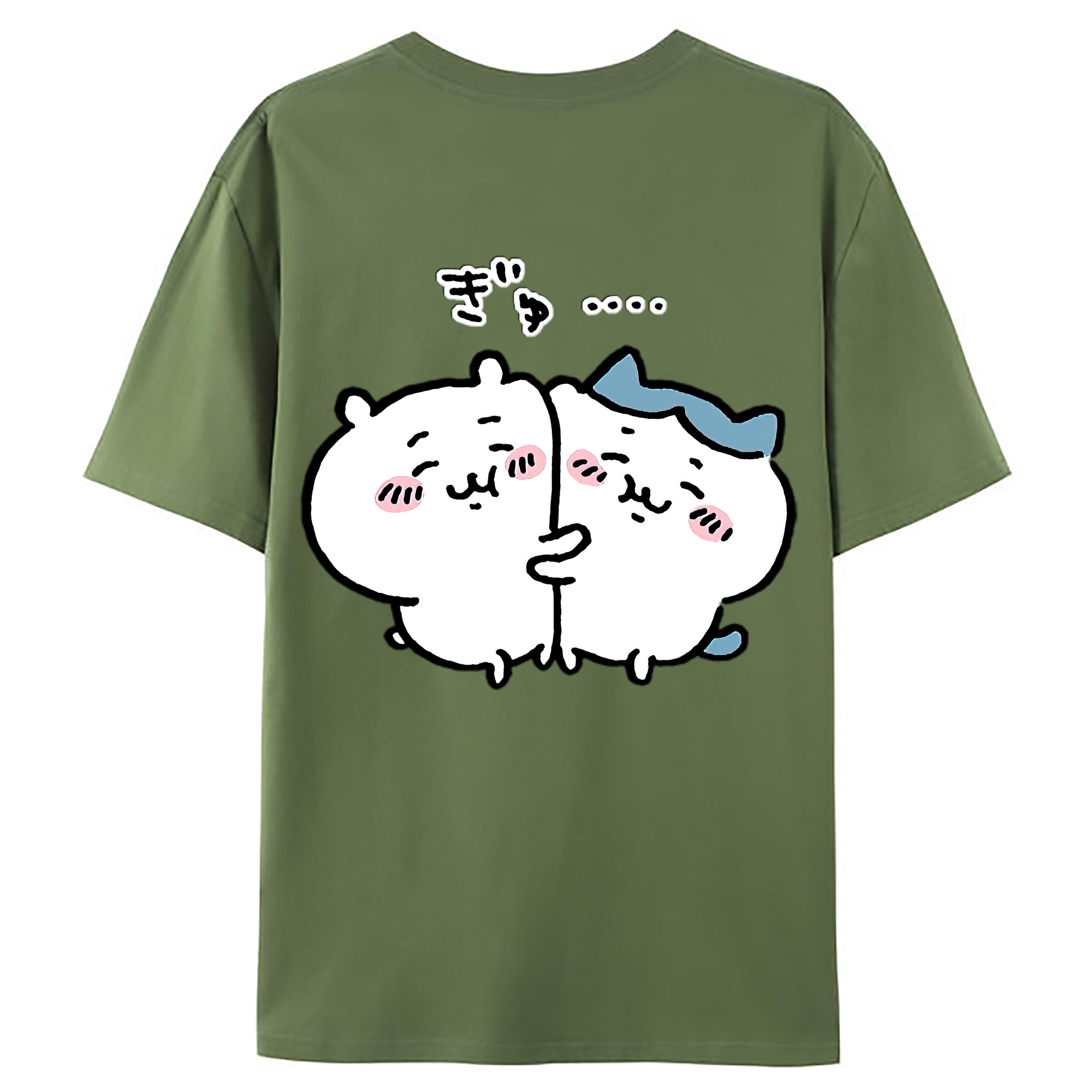 （画像用） ちいかわ ハチワレ Chii-kawa hachiware 綿100％ メンズ半袖Tシャツ（バックプリント） 通気性